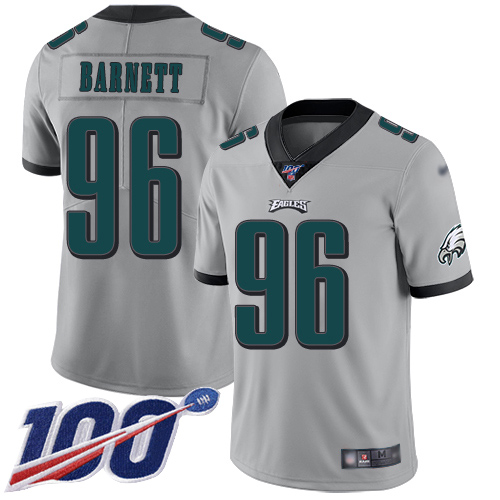Men Philadelphia Eagles #96 Derek Barnett Limited Silver Inverted Legend NFL Jersey 100th Season Football